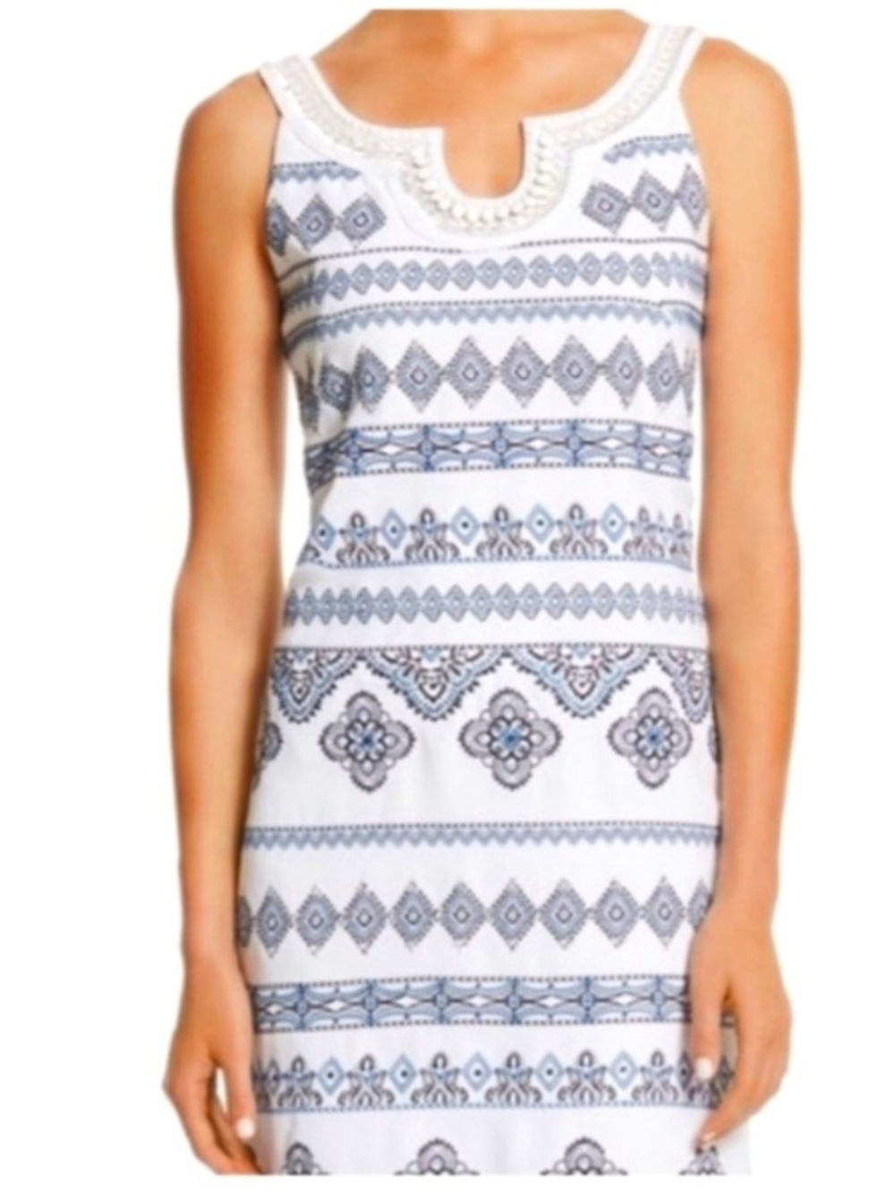 White House Black market Embroidered Beaded Shift Dress Sz 4 Flaw